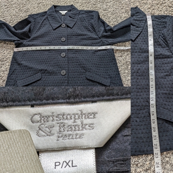 NWT Christopher & Banks black 1/2 sleeve cropped button up top XLP - Picture 7 of 9
